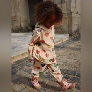 Konges Slojed Heart Patterned Raincoat Jacket and Pants Set - size 18M-24M